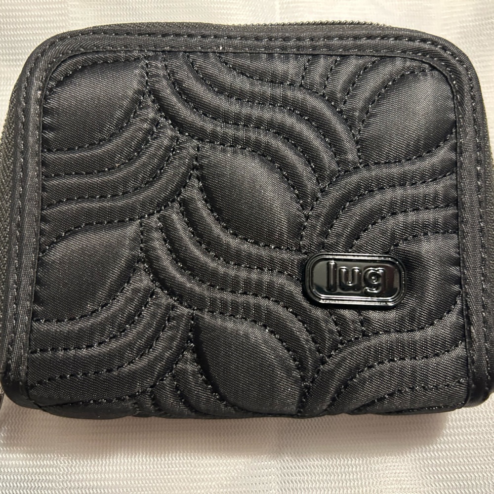 Lug compact zip around RFID wallet black